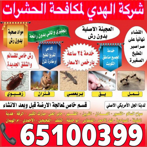 شركة مكافحة حشرات - رش صراصير - شركة الهدى 65100399